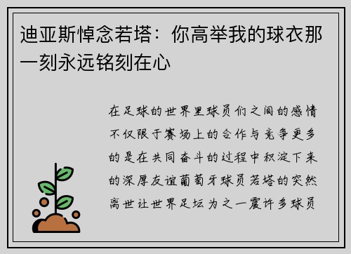 迪亚斯悼念若塔：你高举我的球衣那一刻永远铭刻在心